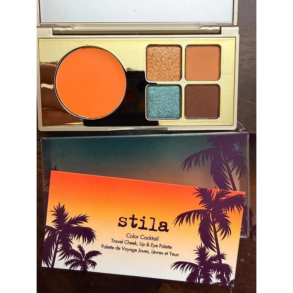 Stila Color Cocktail Travel Cheek Lip Eye Palette Moonray‎ Orange Teal 0.18oz